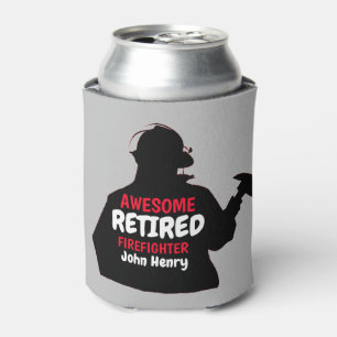 Silhouette Personalised Retired Firefighter Can Cooler