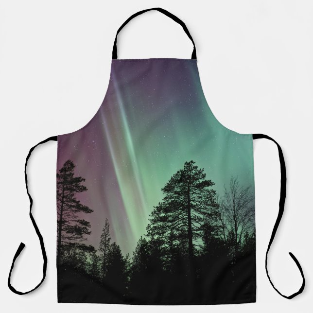 SILHOUETTE PHOTO OF AURORA BOREALIS APRON (Front)