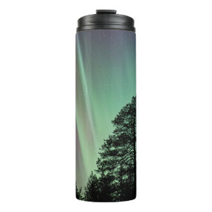 SILHOUETTE PHOTO OF AURORA BOREALIS THERMAL TUMBLER
