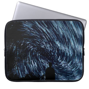 Silhouette photo of person standing laptop sleeve