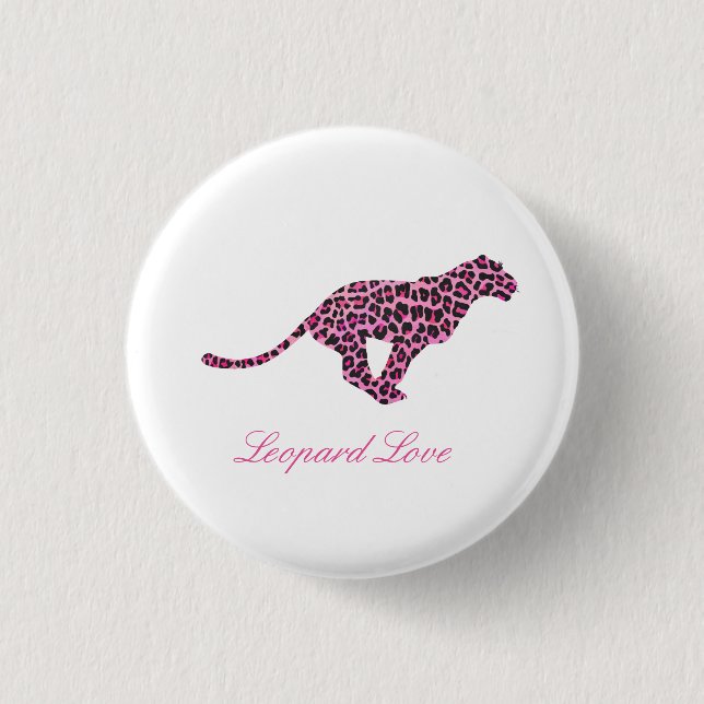 Silhouette Pink and Black Leopard 3 Cm Round Badge (Front)