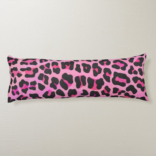 Silhouette Pink and Black Leopard Body Cushion (Back)