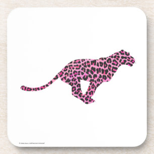 Silhouette Pink and Black Leopard Coaster