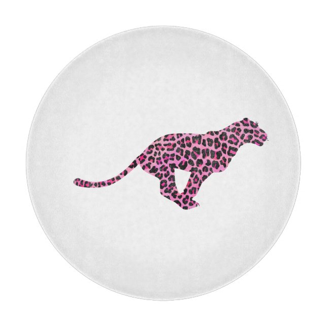 Silhouette Pink and Black Leopard Cutting Board (Front)