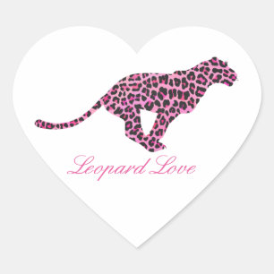 Silhouette Pink and Black Leopard Heart Sticker