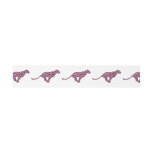 Silhouette Pink and Black Leopard Invitation Belly Band