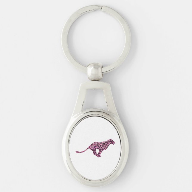 Silhouette Pink and Black Leopard Key Ring (Front)