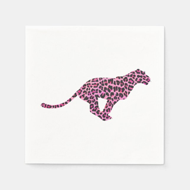 Silhouette Pink and Black Leopard Napkin (Front)
