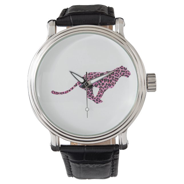 Silhouette Pink and Black Leopard Watch (Front)