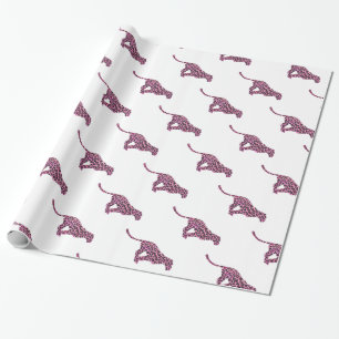 Silhouette Pink and Black Leopard Wrapping Paper