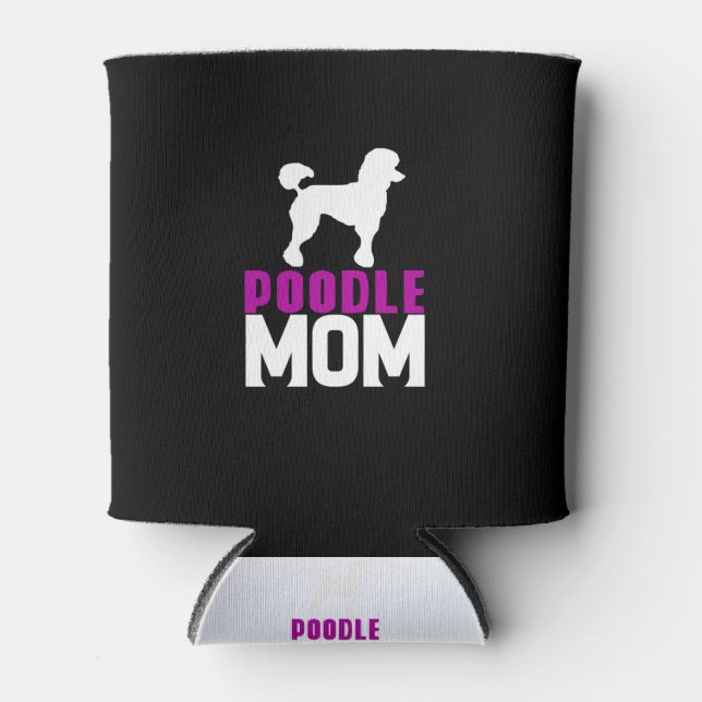 Silhouette Poodle Mum Pink Design Can Cooler (Front)
