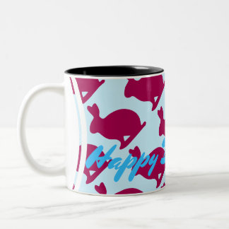 Silhouette Rabbit Chinese Year Zodiac Birthday M Two-Tone Coffee Mug