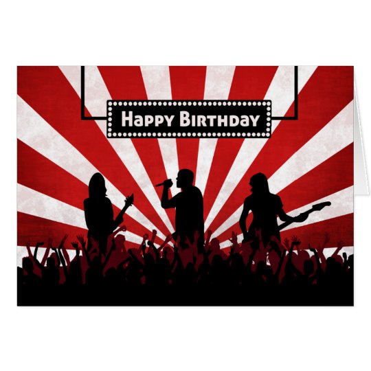 Silhouette Rock Concert w/ Sunburst Birthday Card