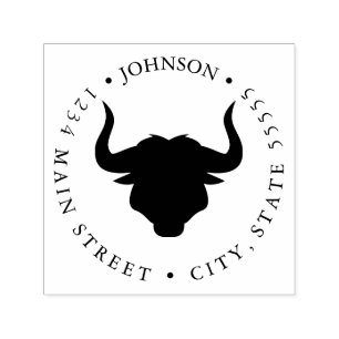 Silhouette Running with the Bulls Return Label Self-inking Stamp