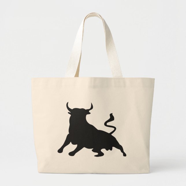 Silhouette Running with the Bulls Spain Large Tote Bag (Front)