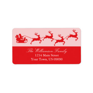 Silhouette Santa's Sleigh Christmas (Red) Label