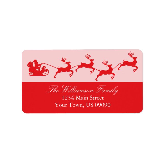 Silhouette Santa's Sleigh Christmas (Red) Label (Front)