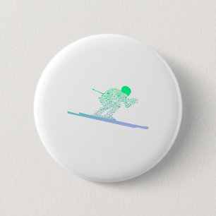Silhouette Ski Icon For Skiier Ski Boys Skiing 1  6 Cm Round Badge