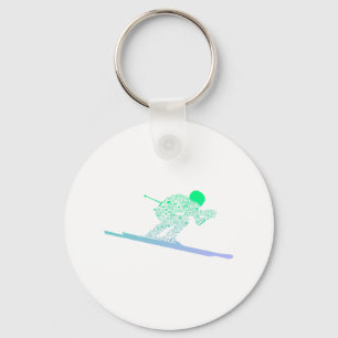 Silhouette Ski Icon For Skiier Ski Boys Skiing 1  Key Ring