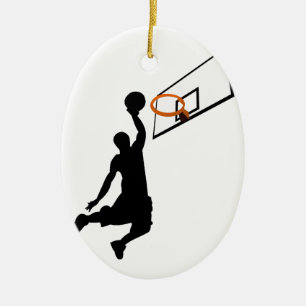 Silhouette Slam Dunk Basketball Player Ceramic Tree Decoration