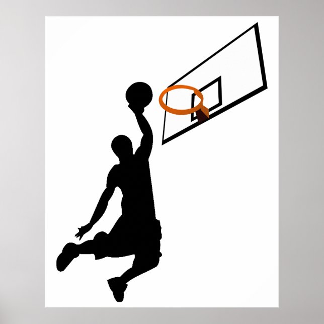Silhouette Slam Dunk Basketball Player Poster (Front)