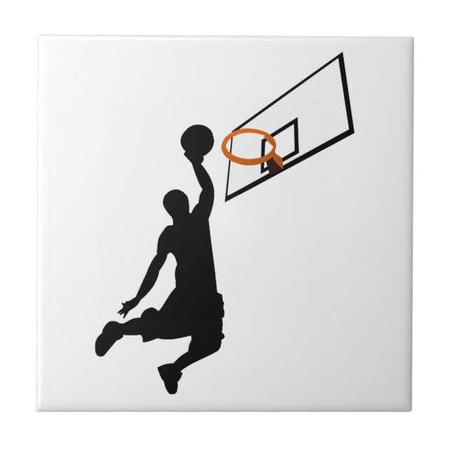 Silhouette Slam Dunk Basketball Player Tile (Front)