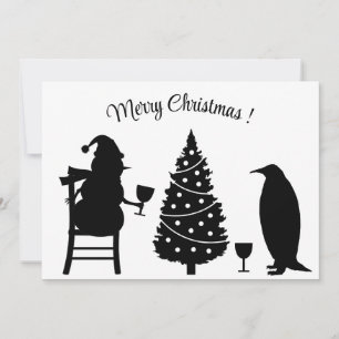 silhouette snowman penguin christmas elegant invitation