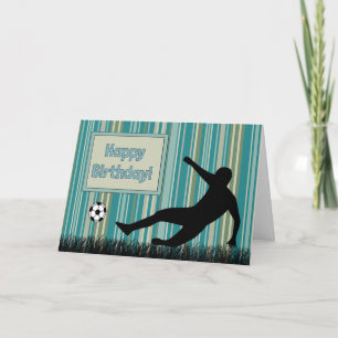 Silhouette Soccer Player Boy Birthday Card