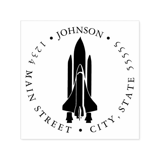 Silhouette Space Shuttle Launch Return Label Self-inking Stamp (Design)