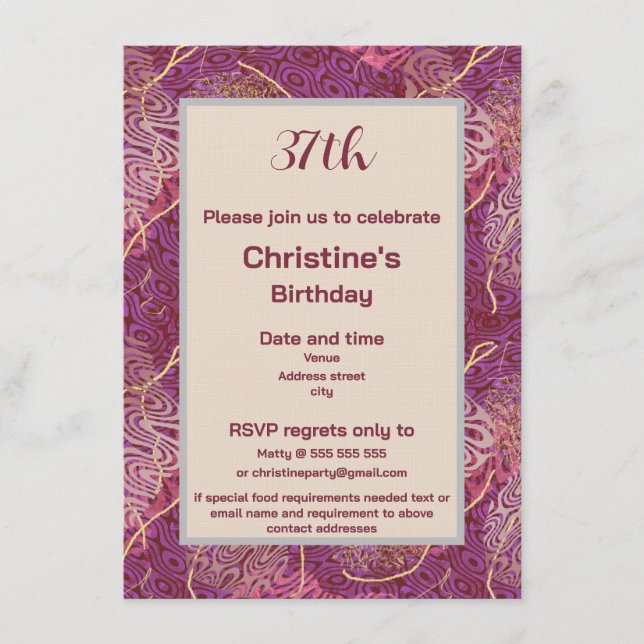 Silhouette Stencil Abstract Art Birthday Invitation (Front)