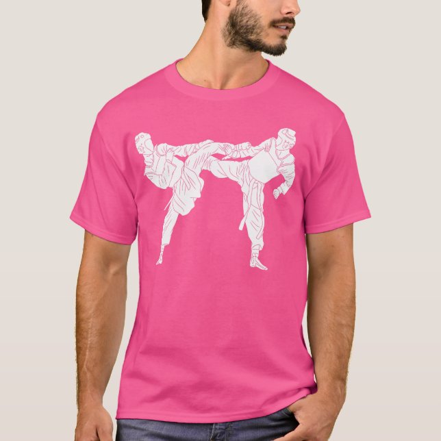Silhouette Taekwondo Fighter Korean Fighting Sparr T-Shirt (Front)