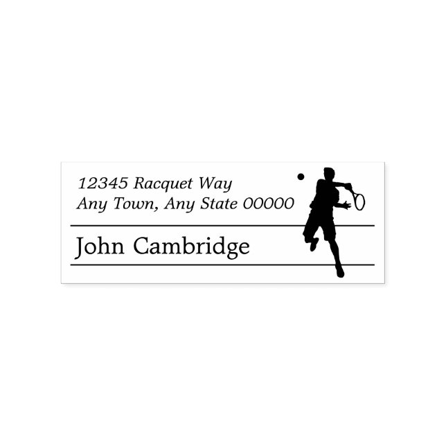 Silhouette Tennis Player Return Address Rubber Stamp (Imprint)