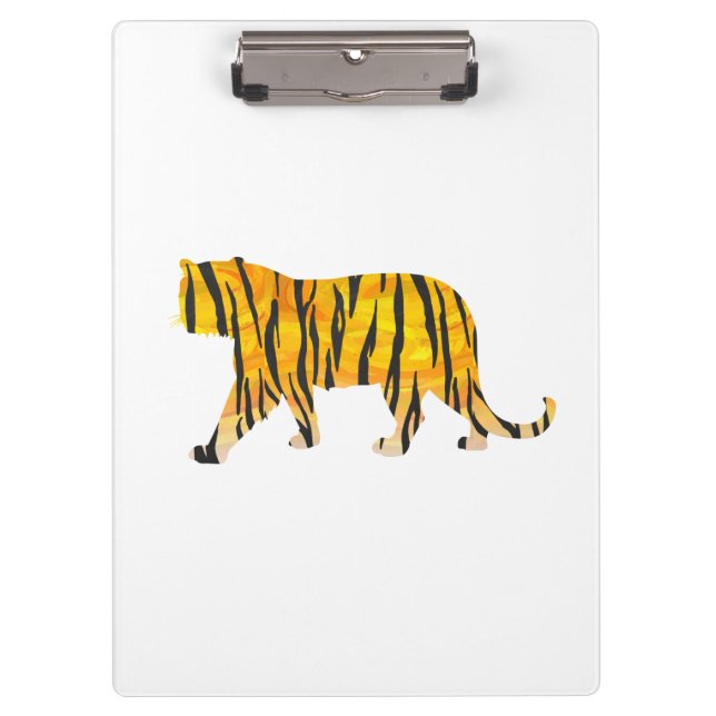 Silhouette Tiger Black and Orange Clipboard (Front)