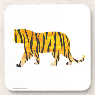 Silhouette Tiger Black and Orange Coaster