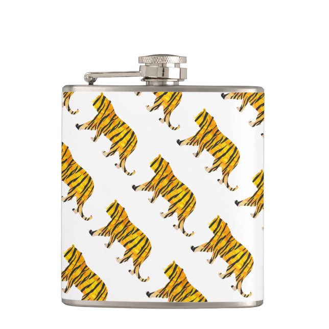 Silhouette Tiger Black and Orange Hip Flask (Front)