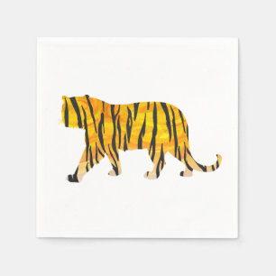 Silhouette Tiger Black and Orange Napkin