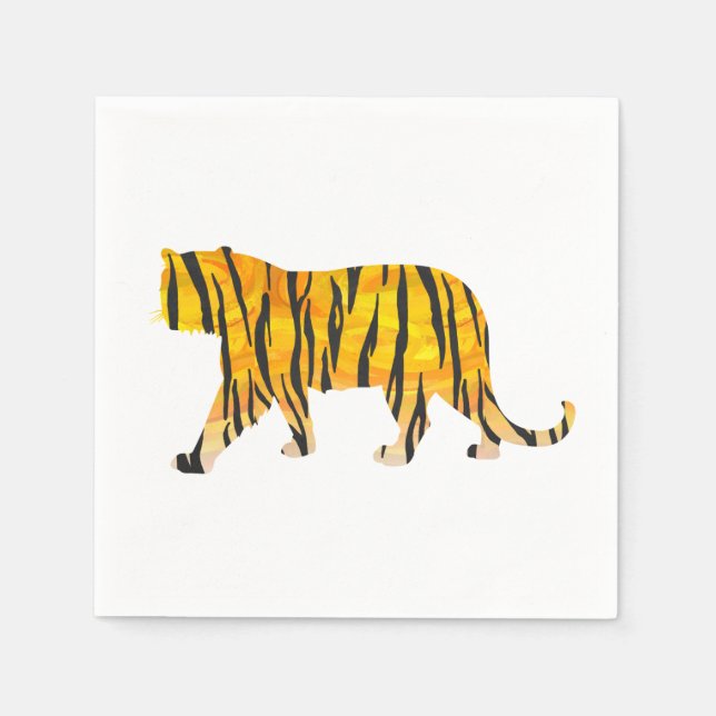 Silhouette Tiger Black and Orange Napkin (Front)