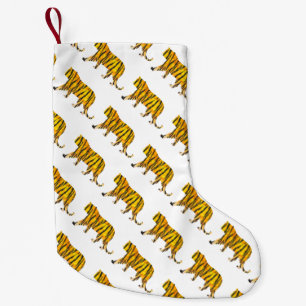 Silhouette Tiger Black and Orange Small Christmas Stocking