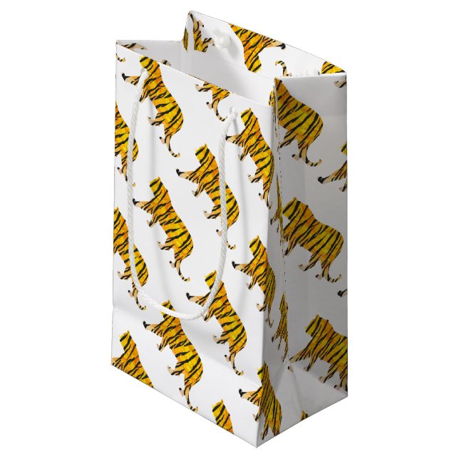Silhouette Tiger Black and Orange Small Gift Bag (Front Angled)