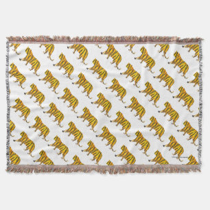 Silhouette Tiger Black and Orange Throw Blanket