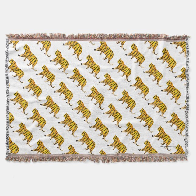 Silhouette Tiger Black and Orange Throw Blanket (Front)