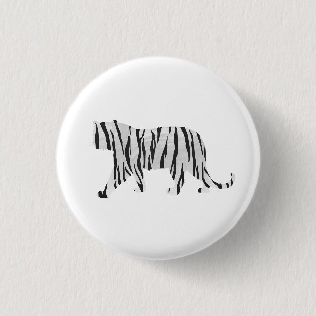 Silhouette Tiger Black and White 3 Cm Round Badge (Front)