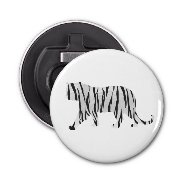 Silhouette Tiger Black and White Bottle Opener (Front)