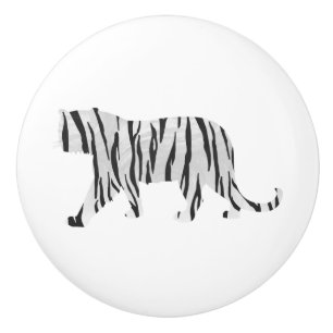 Silhouette Tiger Black and White Ceramic Knob