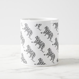 Silhouette Tiger Black and White Large Coffee Mug