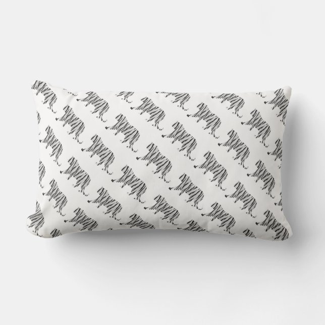 Silhouette Tiger Black and White Lumbar Cushion (Front)