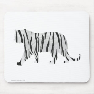 Silhouette Tiger Black and White Mouse Mat