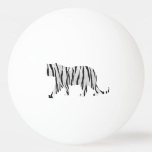 Silhouette Tiger Black and White Ping Pong Ball