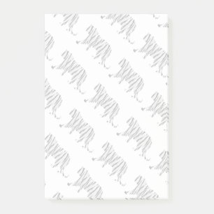 Silhouette Tiger Black and White Post-it Notes