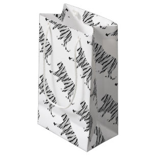 Silhouette Tiger Black and White Small Gift Bag